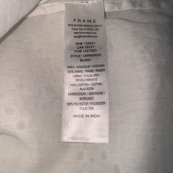 FRAME White Eyelet Puff Sleeve Mini dress Size Medium - Picture 8 of 9